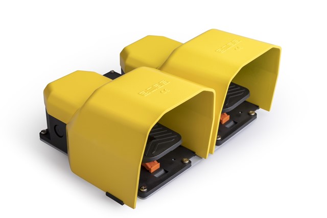 PDK Series Metal Protection (1NO+1NC)+(1NO+1NC) with Hole for Metal Bar Stay Put Double Yellow Plastic Foot Switch